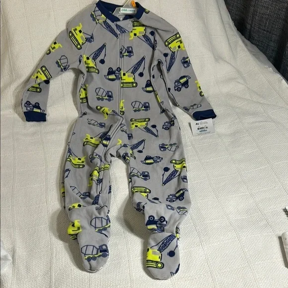 Carter's 4T Gray and Yellow Footed One Piece with Zip-Up Front