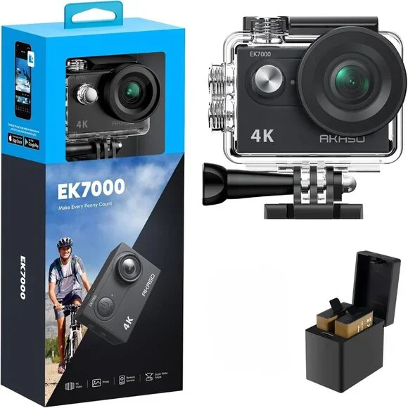 AKASO EK7000 Camera Underwater Video selfie EUC waterproof new $70 SD card