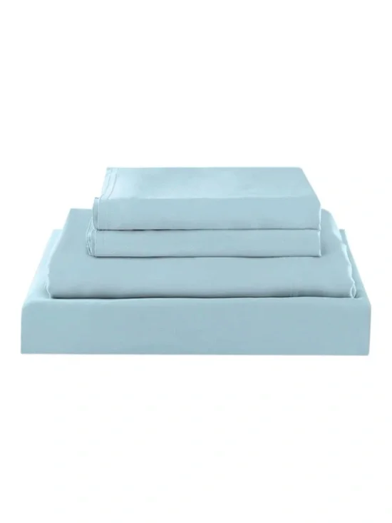 Kickoff 100% Bamboo Bedding Sheet Set Coastal Blue Twin Cooling 300TC Organic