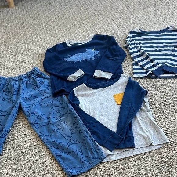 Carter's Blue and Gray Dinosaur4 pcs Pajama Set