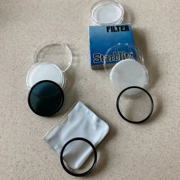 Vintage Camera Filter Lot: Rolev, Popular Polar, Starblitz - 52 58 mm