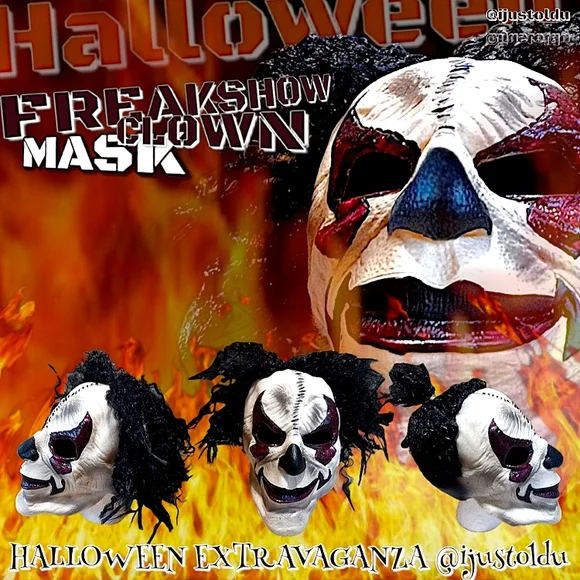 Halloween Cosplay Costume Event | Freakshow Clown Mask | High Quality Prof Grade