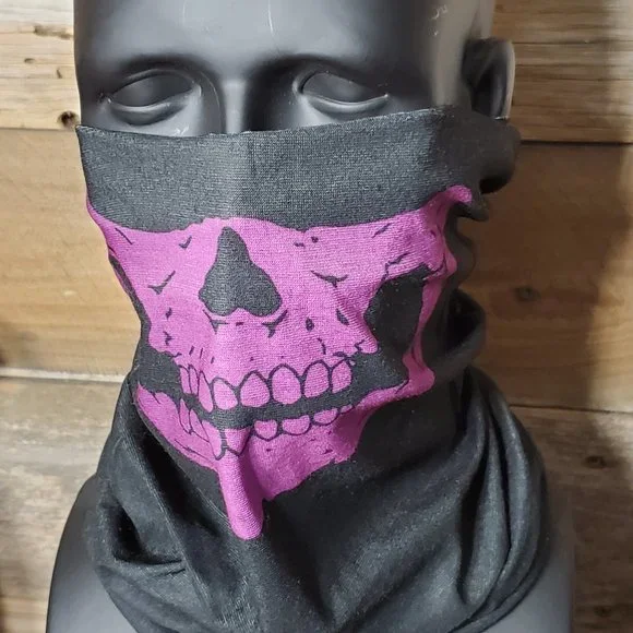 Unisex Purple Skull Face Tube Mask Neck GAITER Dust Shield Seamless Bandana