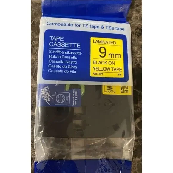 Compatible Label Tape Tz TZe S621 Brother Black on Yellow 9mm x 8m New