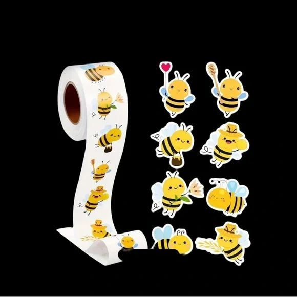 PRICE IS FIRM - Roll of 500 Bee (8 different design) Stickers