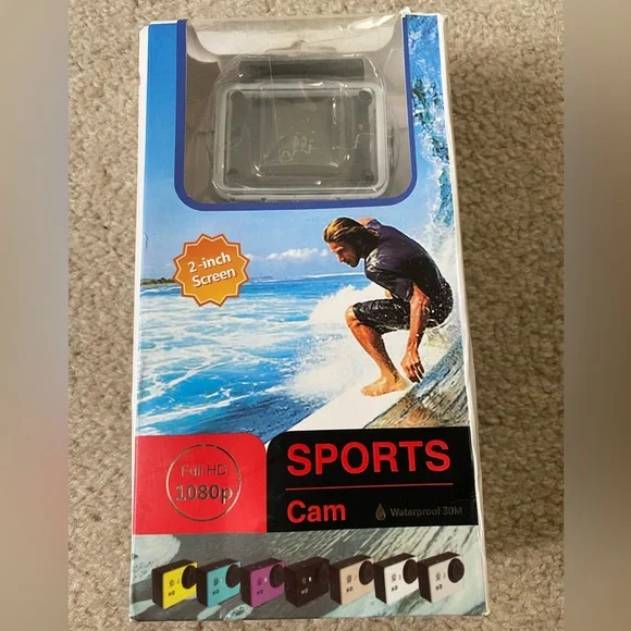 SPORTS CAM FULL HD 1080p 2.0 INCH SCREEN WATERPROOF 30M UNUSED