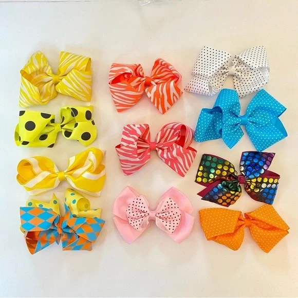 Big Girl’s 5” Grosgrain Hair Bows Bundle - Lot of 11