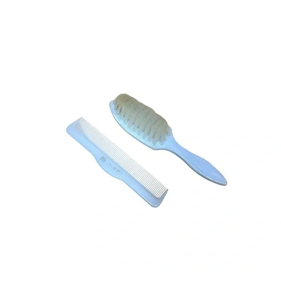 Vintage Blue Baby Hair Brush and Comb Set