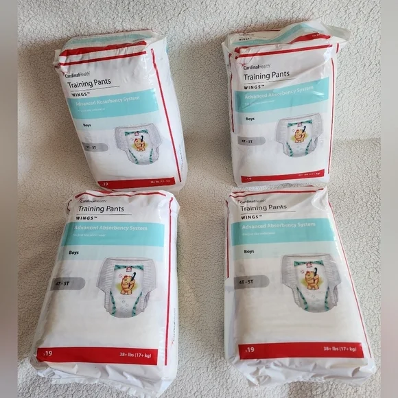 New 4 pack toddler Cardinal Health Training Pants premium Pull-Up diapers, 4t/5t