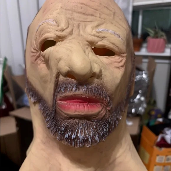 Full-Head “Old Man” Mask with Brown and White Beard