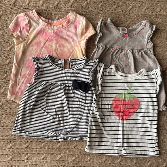 EUC Carter’s 4pc Baby Girl Tops Bundle, Pinks & Neutrals, 18 Months