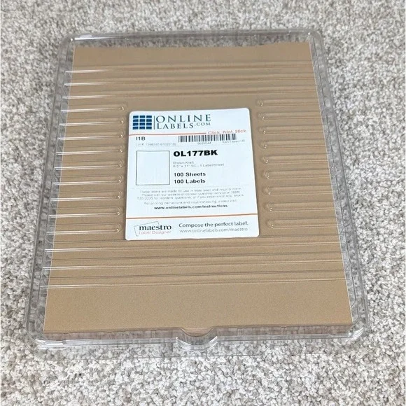 Online Labels OL177BK Brown Kraft 8.5x11 Inch Labels 100 Sheets 100 Labels