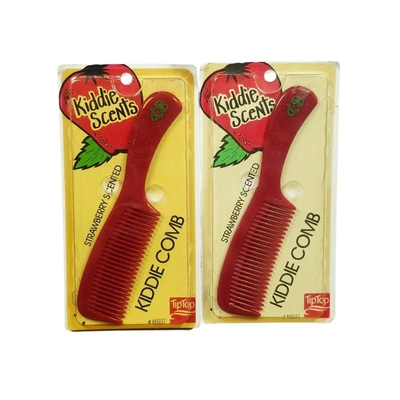 Vintage TIP TOP Kiddie Comb Strawberry Scented RARE Set of 2