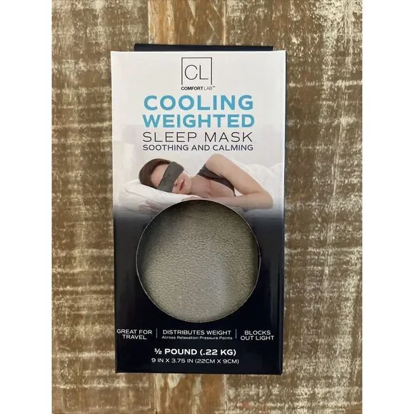 Cooling Weighted Sleep Mask MSRP $28 Soothing Calming Travel 1/2 Pound Grey‎ New