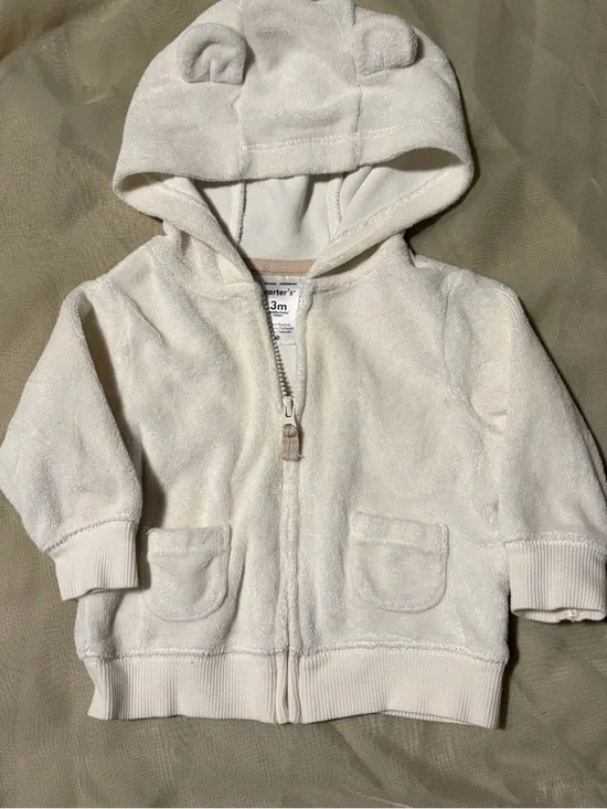 Carter's Cream‎ Fleece Hooded Zip-Up with Ear Details