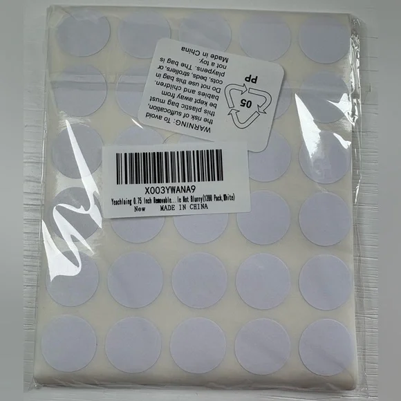 1200 White Dot Stickers .75 Inch