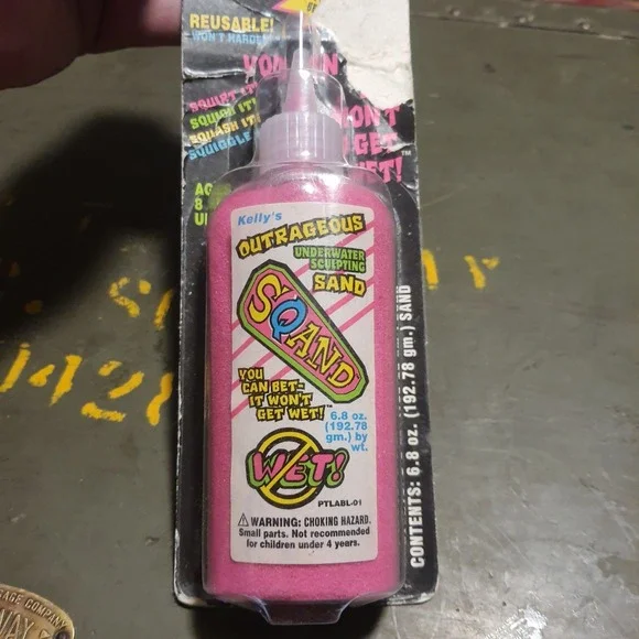 RARE Vintage 1990s Roseart Pink SQAND Underwater Sculpting Sand, Sealed Bottle