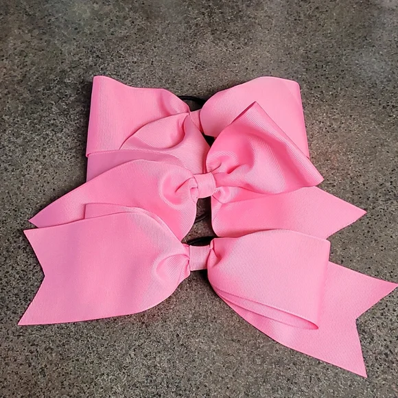 Cheer bows, pink ribbon, 3