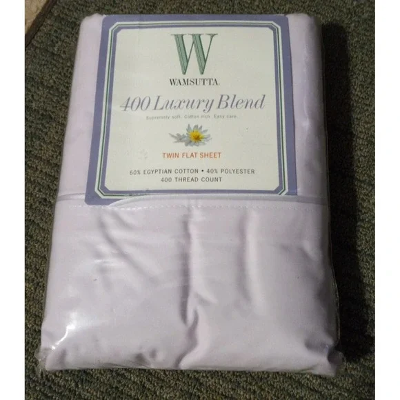 New Twin Flat Sheet Purple Wamsutta Egyptian Cotton Blend Lilac Luxury 400‎