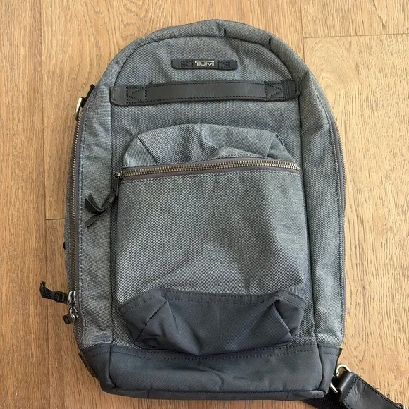 Tumi one strap demin backpack