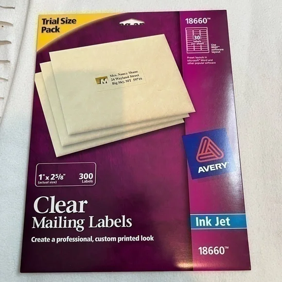 Avery | clear mailing lables