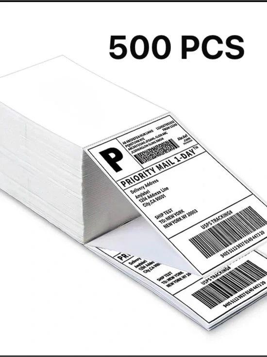 4x6” Direct Thermal Shipping Labels for Zebra & Rollo Printers, Fanfold 500 PCs