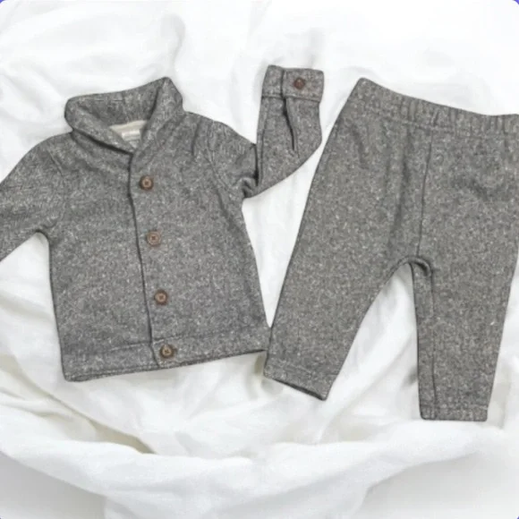 Carter's Light Gray Herringbone Baby Boy Outfit