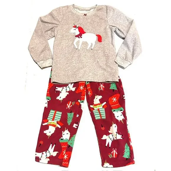 Carter's Christmas Unicorn Fleece Pajamas Girls Size 5