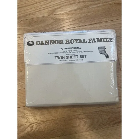 Vintage Cannon Royal Family Twin Sheet Set No Iron Percale