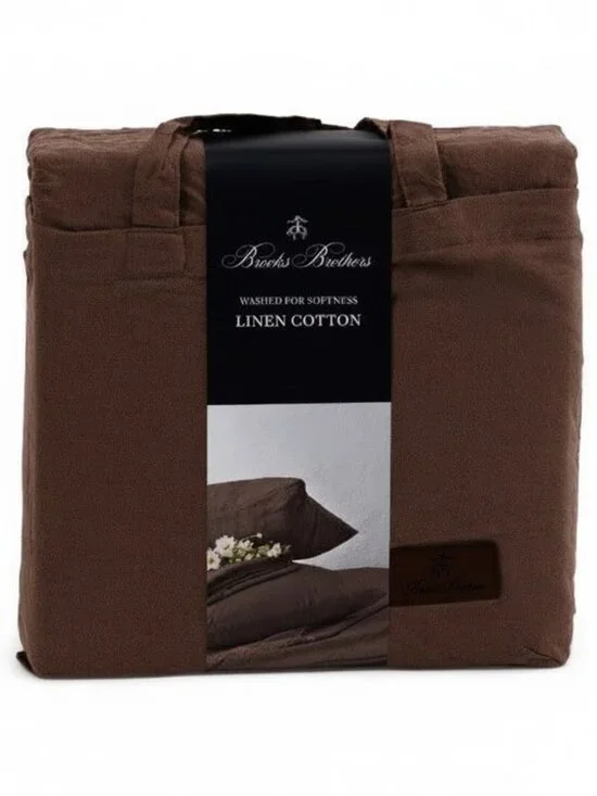 BROOKS BROTHERS Linen And Cotton Blend Sheet Set