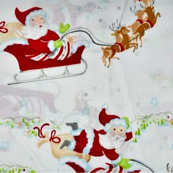 Pottery Barn Kids Santa Nursery Toddler Flannel Crib SHEET ~ Santa's Sleigh ~