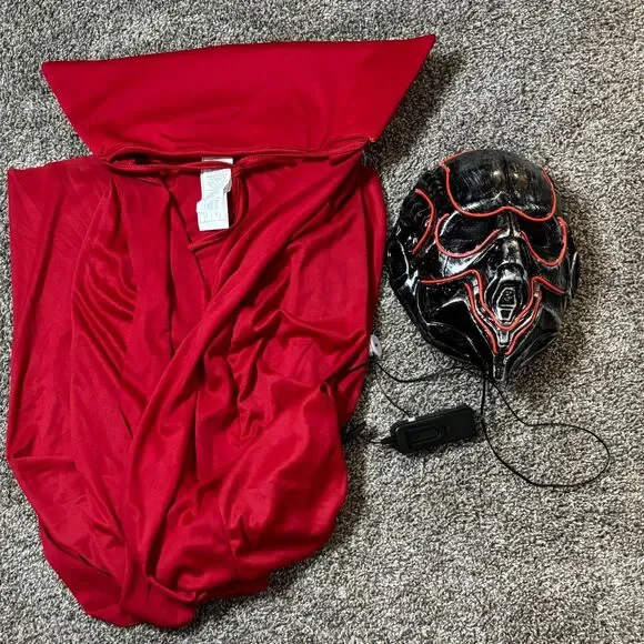 Halloween costume one size adult red dracula cape and lighted mask.