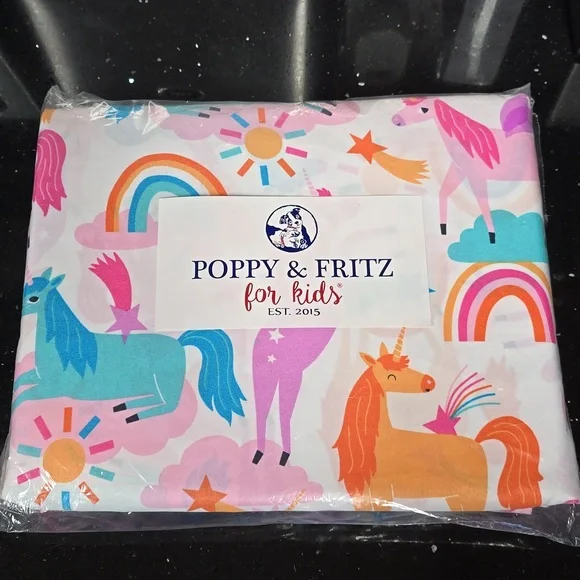 HOST PICK. NIP Poppy & Fritz Girl's Twin Unicorn Microfiber Sheet Set
