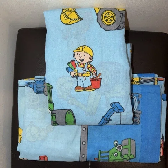 Vintage Bob the Builder Twin Bedding Flat & Fitted Sheet‎ Set