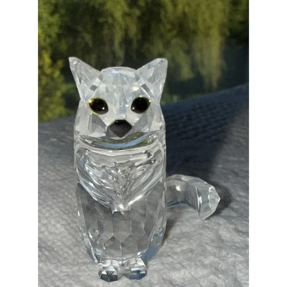 Vintage Swarovski Crystal Sitting Cat Figurine Retired 1.75