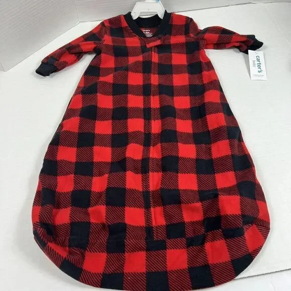 New Carter's Fleece Sleep Sack Blanket Sleeper Plaid Boy Girls Unisex 6-…