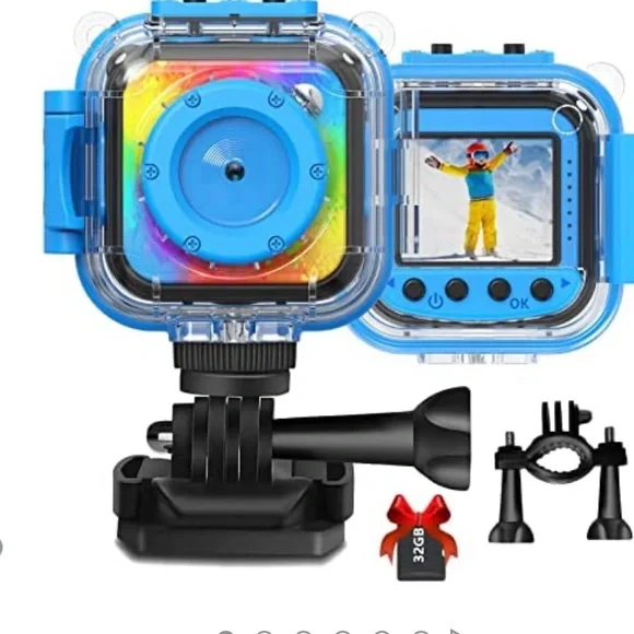 USHINING Kids Camera Waterproof 1080P HD for Underwater with 32GB SD Card