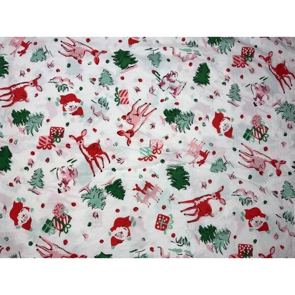 Cath Kidston FULL Sheet Set Ditsy Deer Pink Cotton Percale 4Pc WINTER Christmas