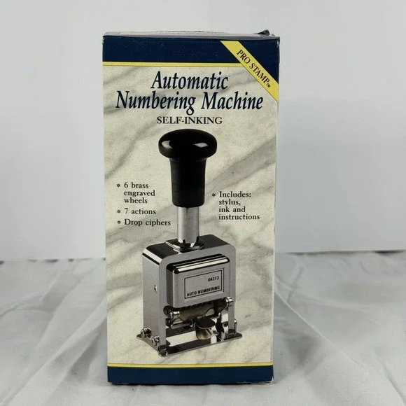Vintage Rogers Automatic Numbering Machine Self Inking Original Box