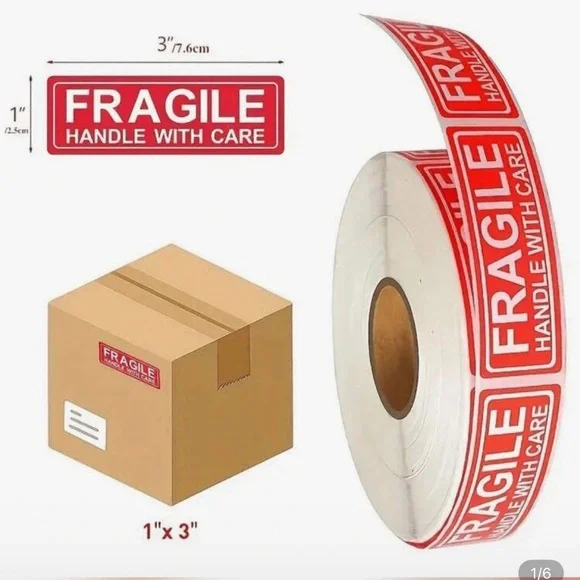 Fragile Stickers, Handle With Care 500 piece roll
