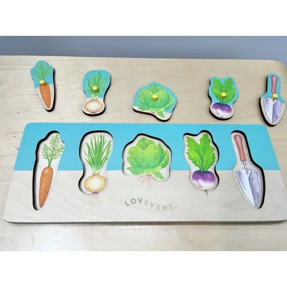 Lovevery Wooden Puzzle Vegetable Community Garden Edition Montessori