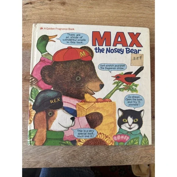 Vtg RARE 1972 Golden Scratch And Sniff Book Max The Nosey Bear Still SMELLS Fun!