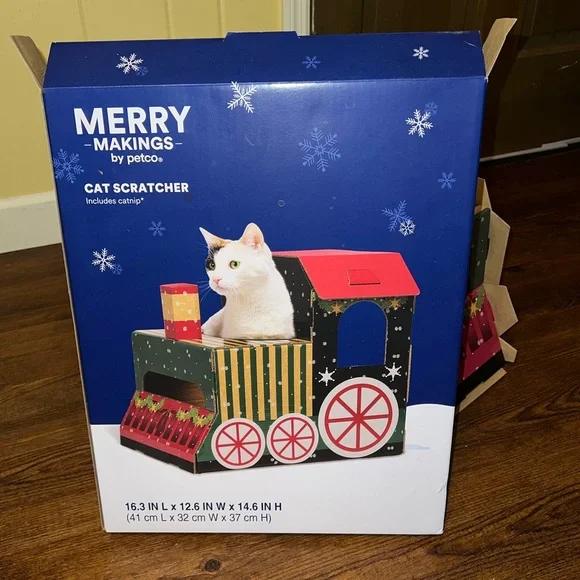 Merry Makings by Petco Holiday Train Cardboard Cat Scratcher Corrugated Base