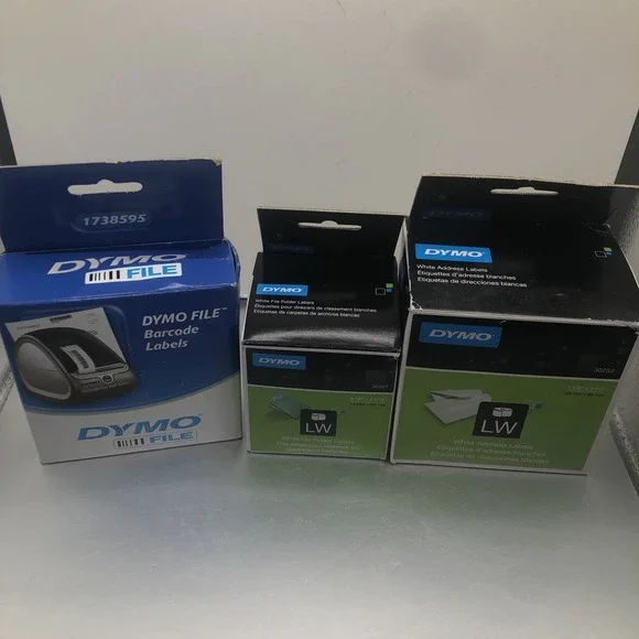Dymo Labels: Barcode Labels 1738595 Address Labels 30252 Folder Labels 30327