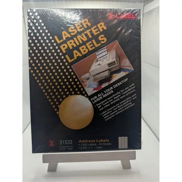 Z-Label 31533 Clear Laser Address Labels 2-5/8 x 1 1500 Ct 50 Sheets