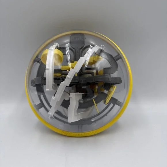 The Original Perplexus Rookie - Challenging 3D Maze Ball Toy Gray Yellow White