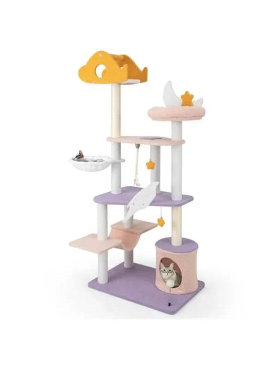 Cat Tree Tower Multi-Level Modern Cat Tower with Sisal Scratching Posts