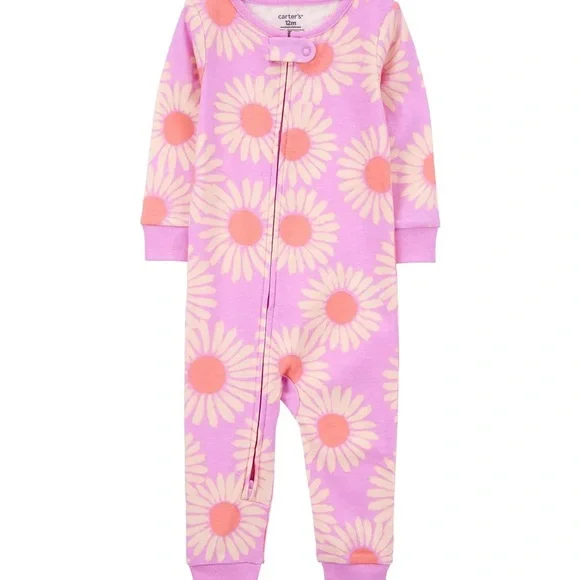 Carter's Purple Daisy All-Over Floral Print Footless Pajamas Size 5T