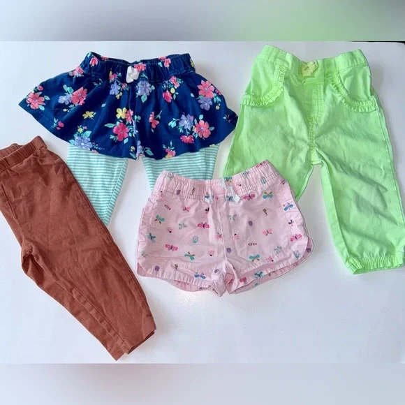 Lot of 04 Baby Girl 12 Month Leggings Pants Stretch Carter’s And Granimals