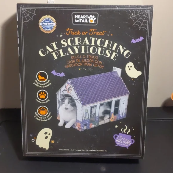 Halloween Trick Or Treat Witch Cat Scratcher Play House Cottage W/ Catnip